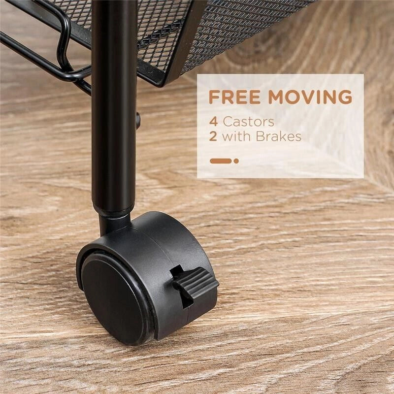 CARRELLO DA CUCINA A 4 RIPIANI RIMOVIBILI 45X26.5X84 CM IN ACCIAIO NERO