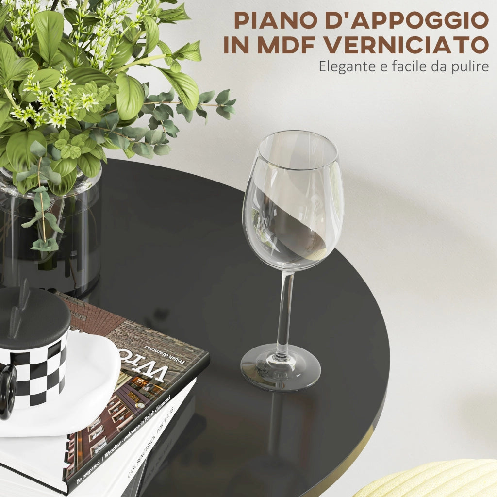 Tavolo Alto da Bar Moderno Rotondo con Base in Acciaio e Piano in MDF, ?70x102cm, Nero