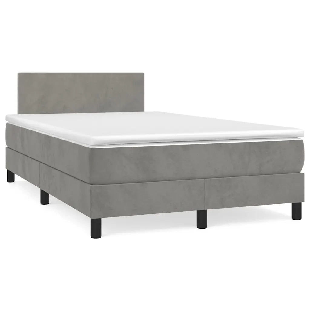 Letto a Molle con Materasso e LED Grigio Chiaro 120x190 cm Velluto