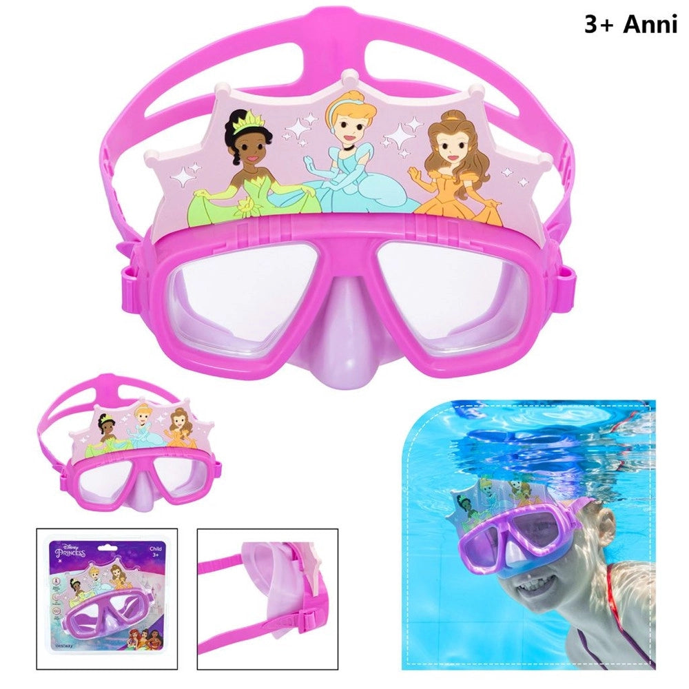 Trade Shop - Maschera Disney Principesse Per Bambini Regolabili Nuoto Piscina Mare Estate -
