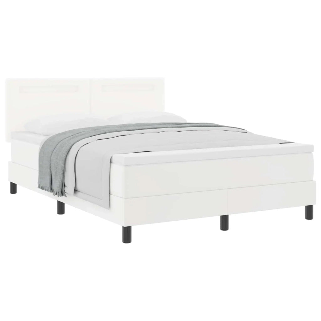 Letto a molle con materasso Bianco 140 x 190 cm Pelle sintetica 3339049