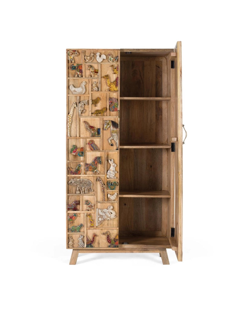 Mobile in legno di mango dipinto a mano