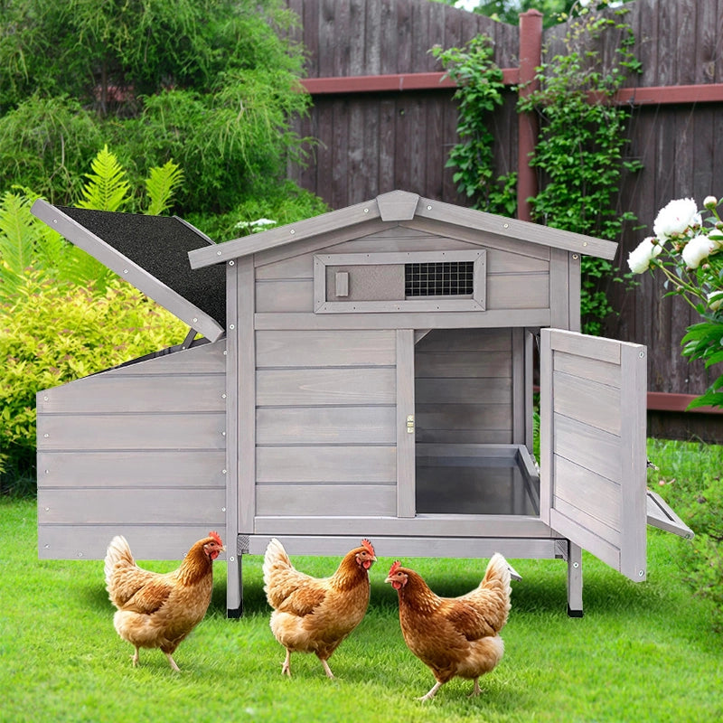 GABBIA PER GALLINE Rialzata 72x60x25,5 cm Legno Grigio Chiaro