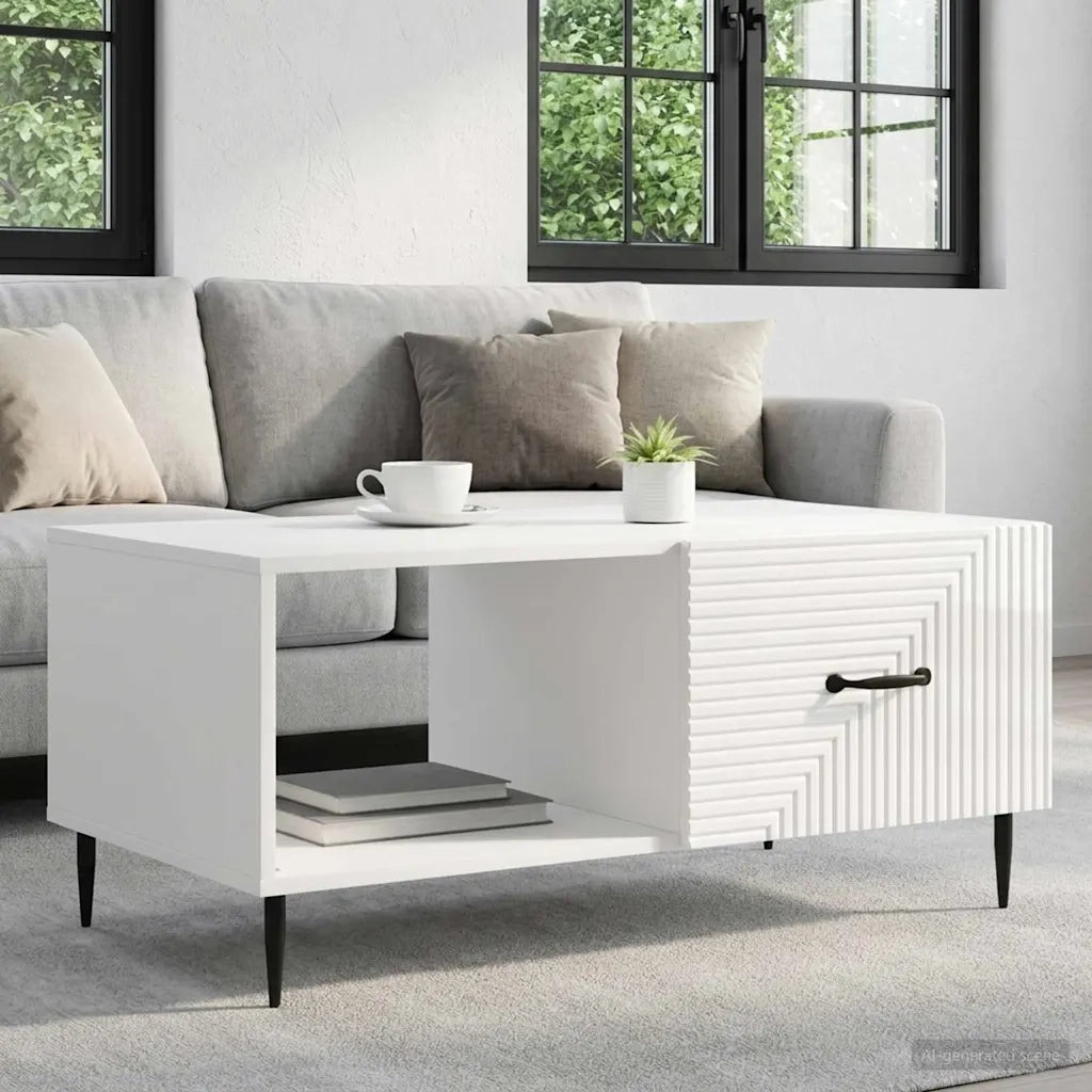 Tavolino da salotto Bianco Lucido 90 x 50 x 40 cm 894959
