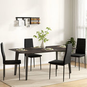 Set di 4 sedie da pranzo senza braccioli, con schienale alto, gambe in metallo, nero