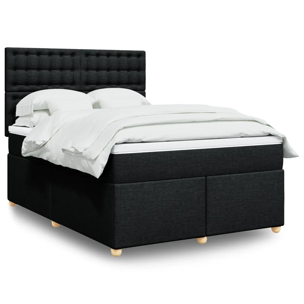 Giroletto a Molle con Materasso Nero 140x190 cm in Tessuto