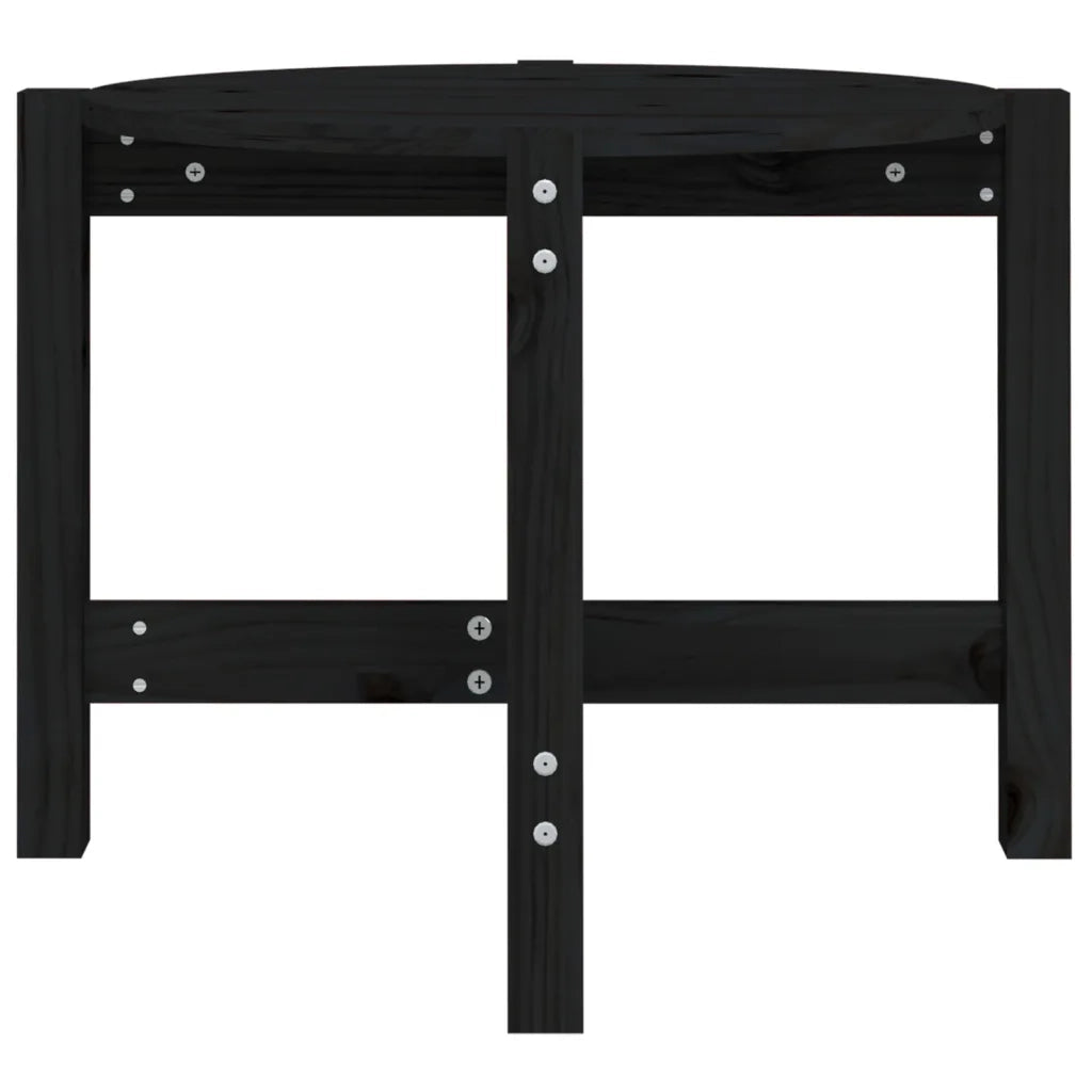 Tavolino da Salotto Nero Ø 62,5x45 cm in Legno Massello di Pino 822306