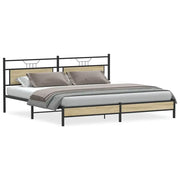 Letto matrimoniale | Letto per adulti | Giroletto senza Materaso in Metallo Rovere Sonoma 193x201 cm