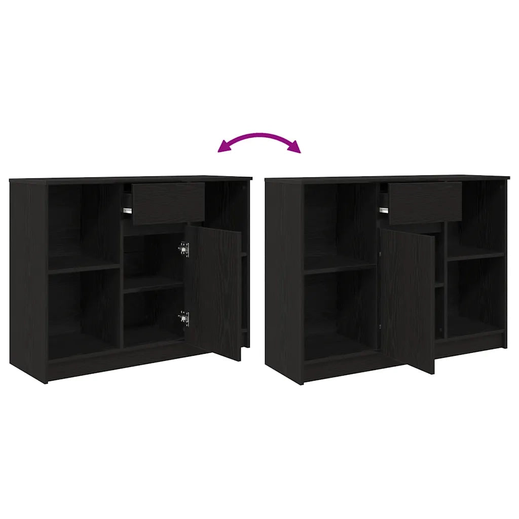 Credenza con Cassetto-Buffet-Armadio da cucina Rovere Nero 101x35x76cm Legno Multistrato