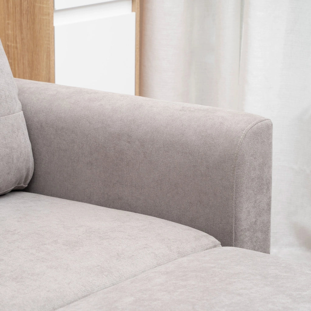 EasyComfort Divano Letto 3 Posti con Chaise Longue Contenitore in Tessuto, 217x134x85cm, Grigio