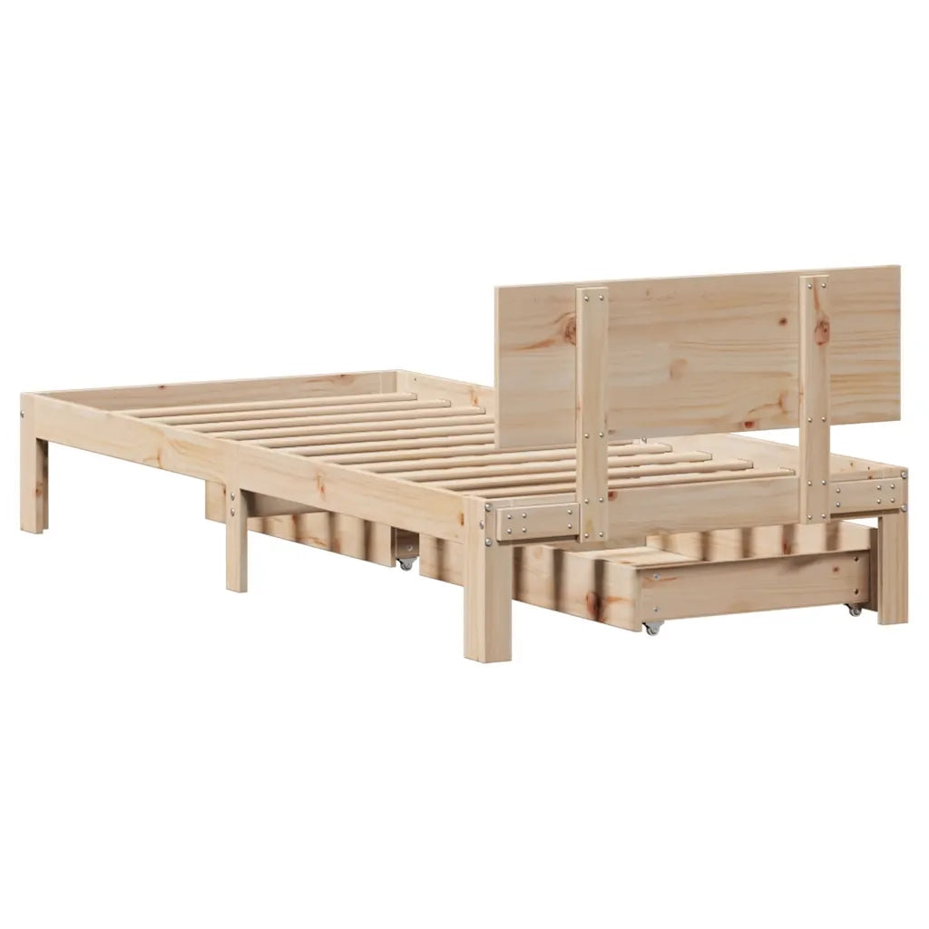 Giroletto con Cassetti 90x190 cm in Legno Massello di Pino