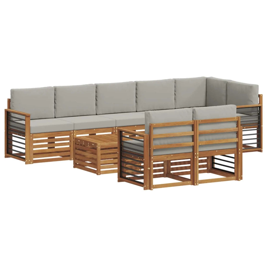 Set divani con cuscino 9 pcs Grigio Naturale e Chiaro 3375061