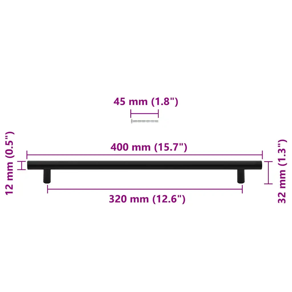 Maniglie per Mobili 5pz Nere 320mm in Acciaio Inox 155370