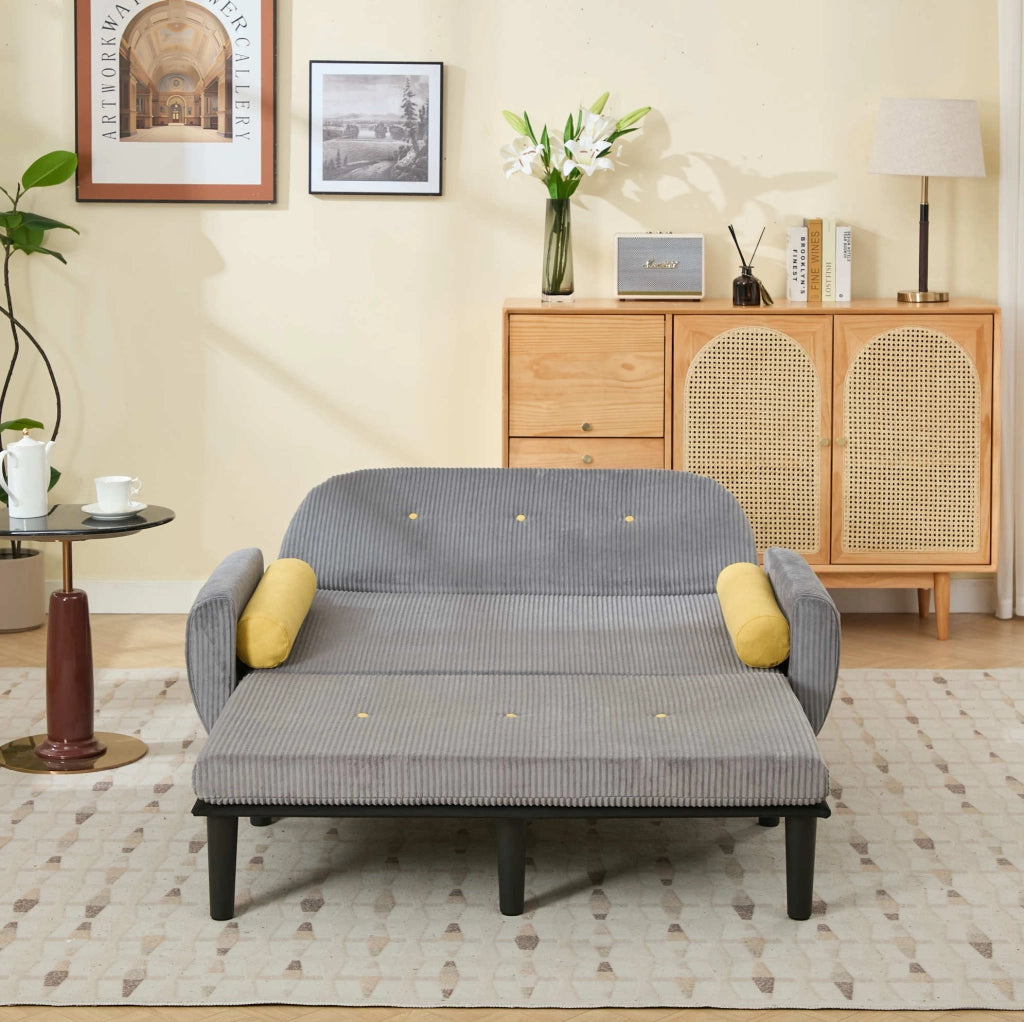Divano multiforme 133.5x77x85 cm reclinabile in velluto grigio