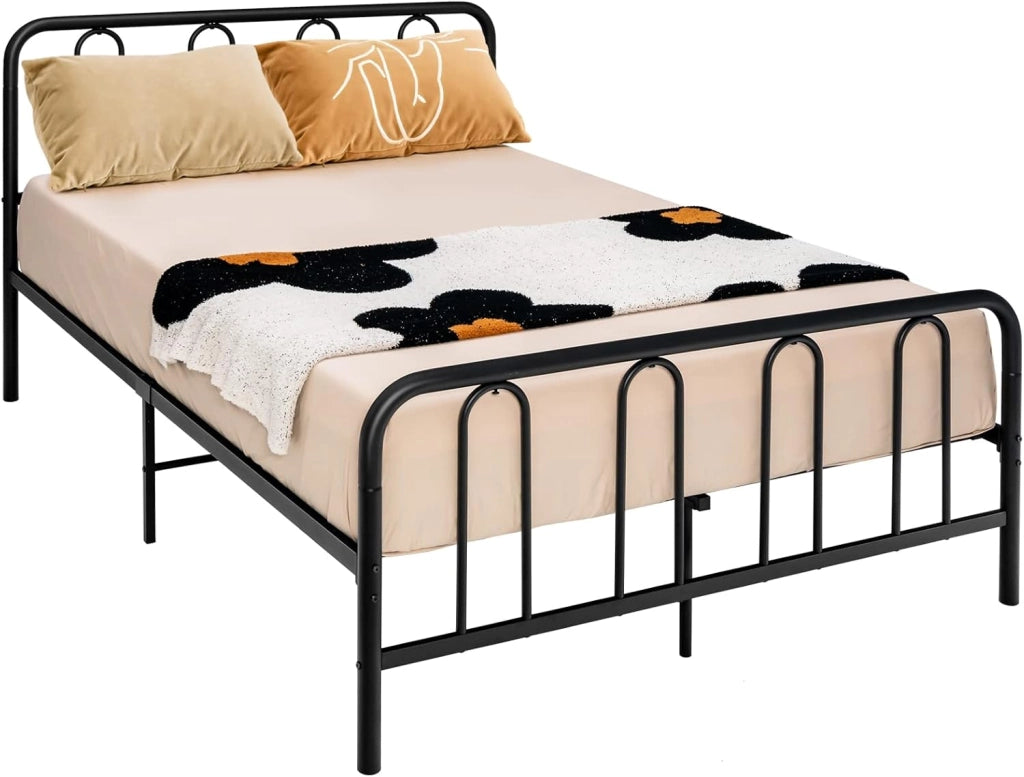 160 x 200 cm Strutture Letto Matrimoniale in Metallo, Spazio di Archiviazione Sotto al Letto, Ferro Strutture Letto Matrimoniale, Nero
