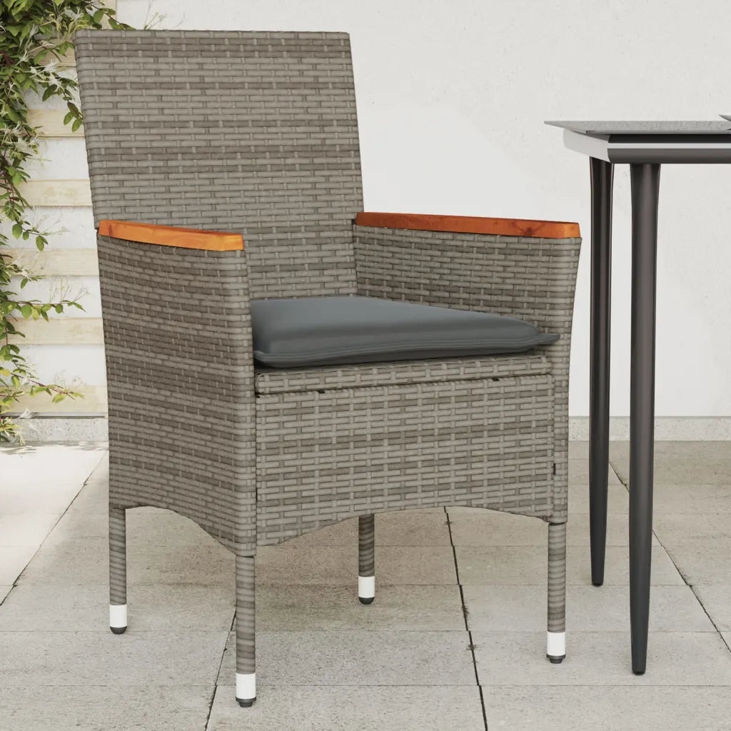 Sedie da Giardino con Cuscini 2 pz | Sedie da Esterno Grigie in Polyrattan