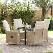 Set da Pranzo per Giardino con cuscino 5 pcs Beige polyrattan 3379556