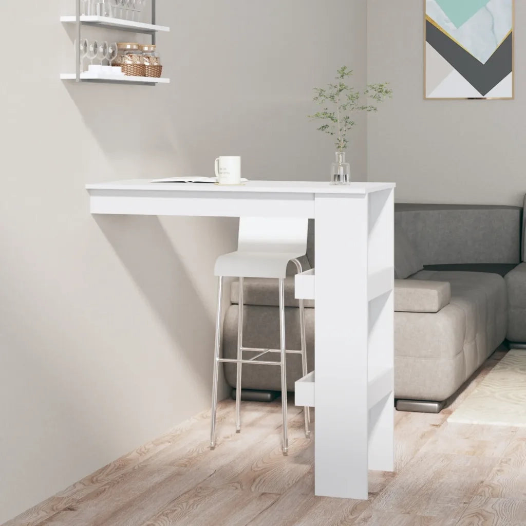 Bancone da Muro Bianco Lucido 102x45x103,5 cm Legno Compensato 811787