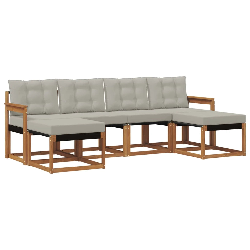 Set di divani da esterno 6 pcs Grigio Naturale e Chiaro