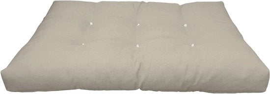 Divano esterno in pallet 120x80cm, piuma in polyester beige per terrazza e salotto.