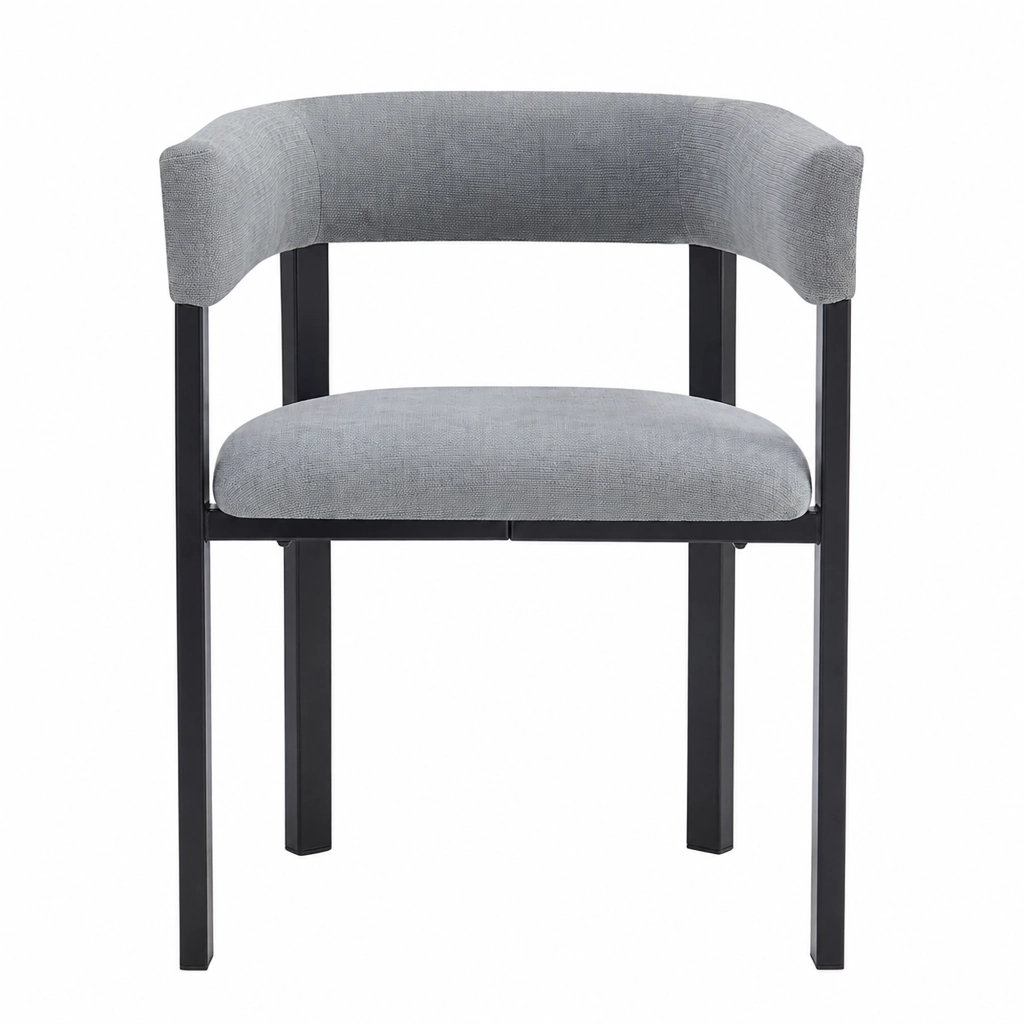 Set di 2 sedie da pranzo moderne in Chenille grigio, schienale curvo, struttura in metallo, portata 150 kg