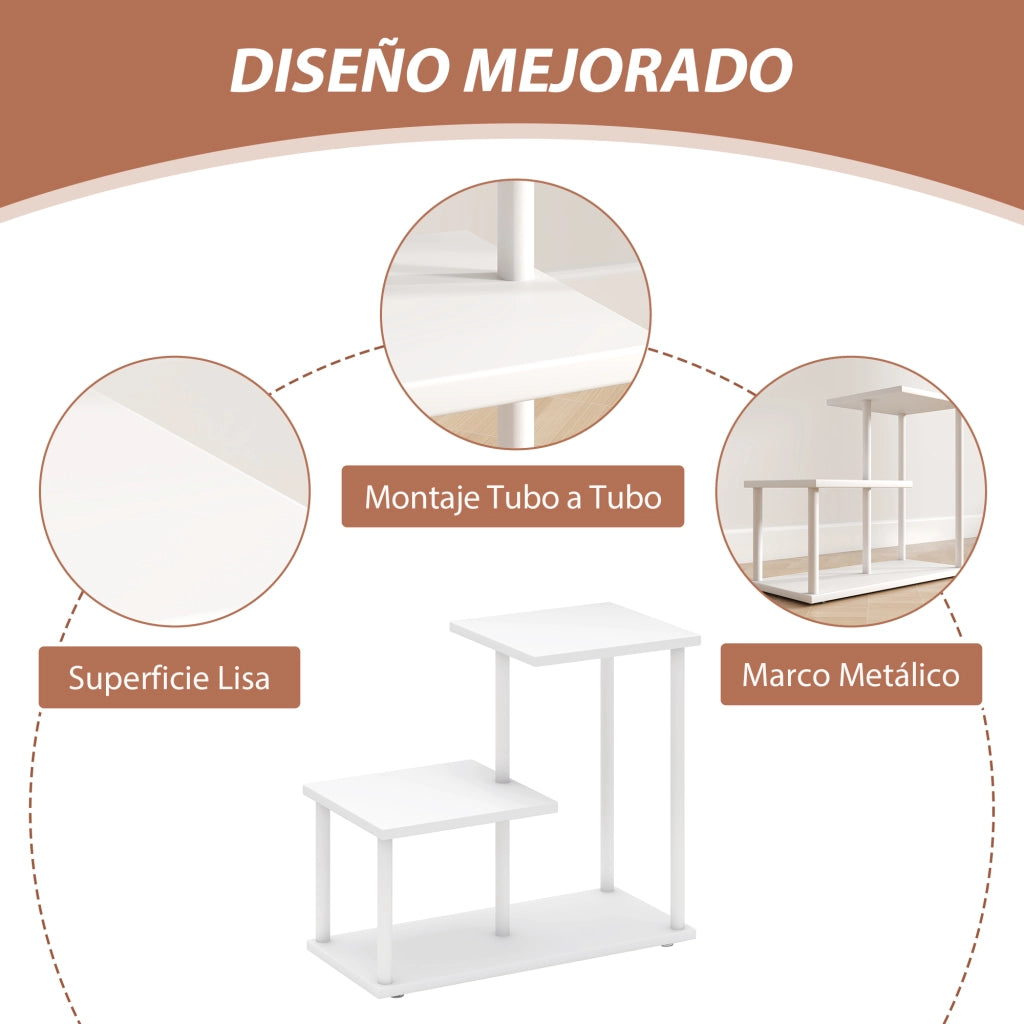Libreria 3 Livelli in Legno e Metallo per Scrivania ¨C zephmum ¨C 40x20x34,5 cm Bianco