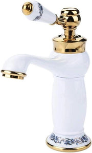 Foglia Misto per Bagno e Cucina - Miscelatore Acqua Calda e Fredda con Maniglia Ceramica - G1/2" - Bronzo