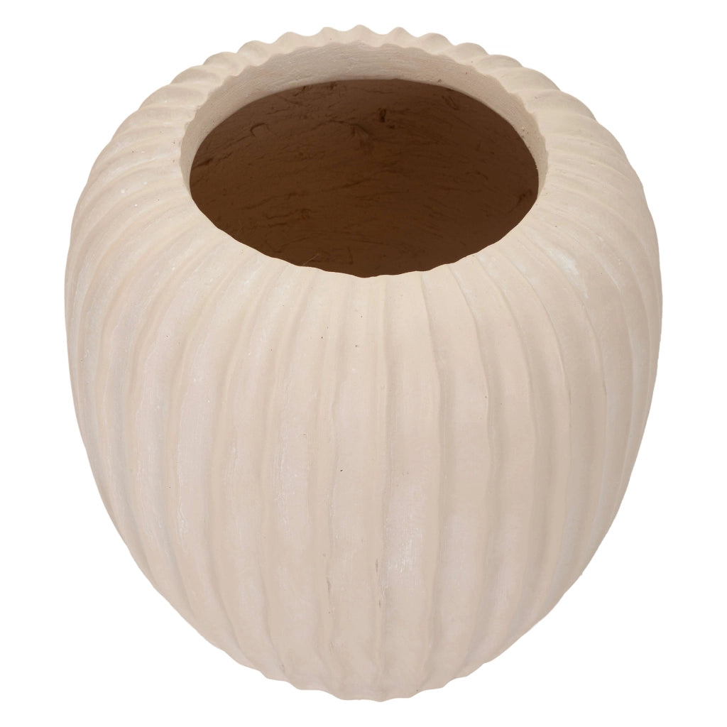 Pangni, Vaso Finitura Scanalata, Bianco Crema