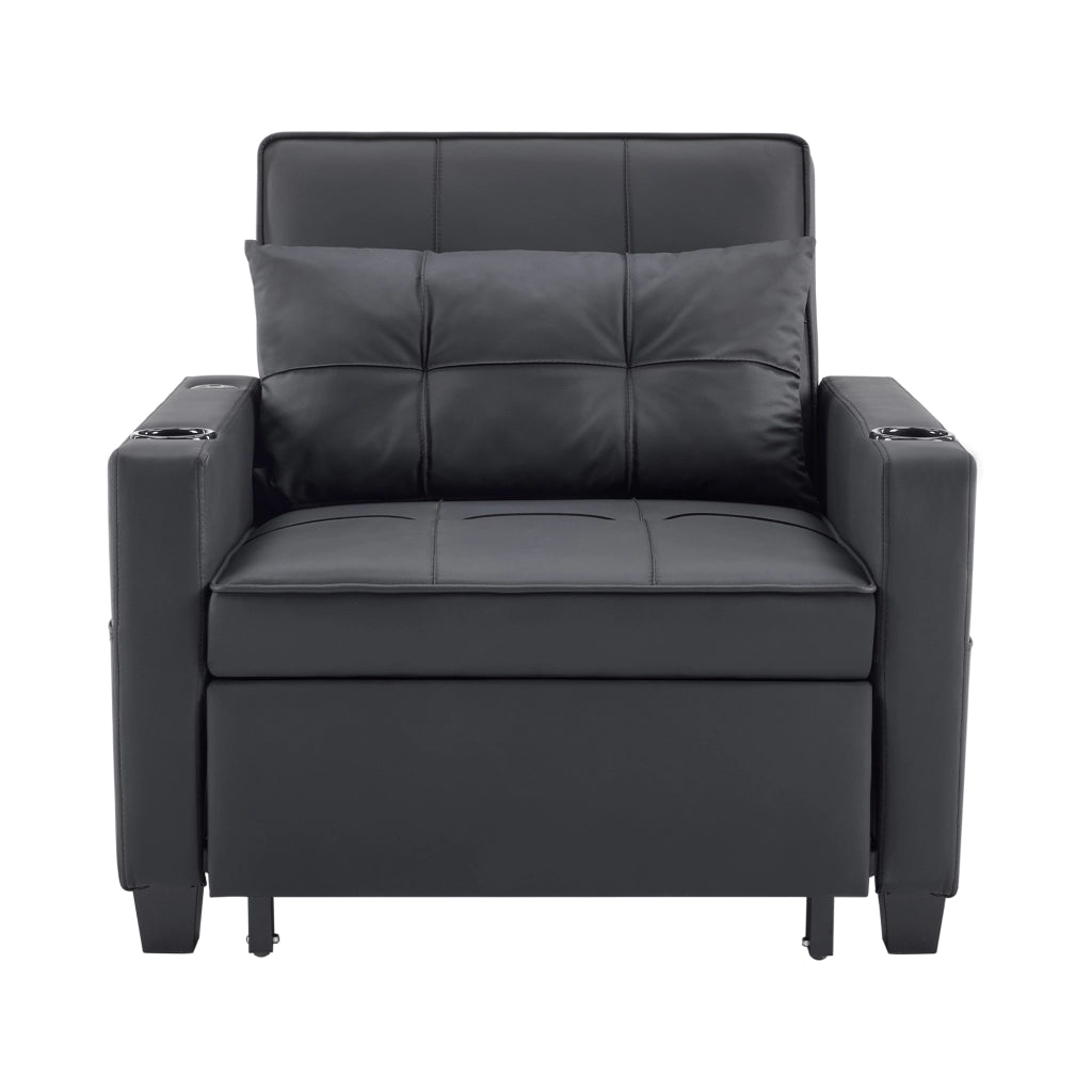 Divano Letto Singolo Estraibile ¨C MINIMAL ¨C con Portabicchieri e USB, Poltrona Relax