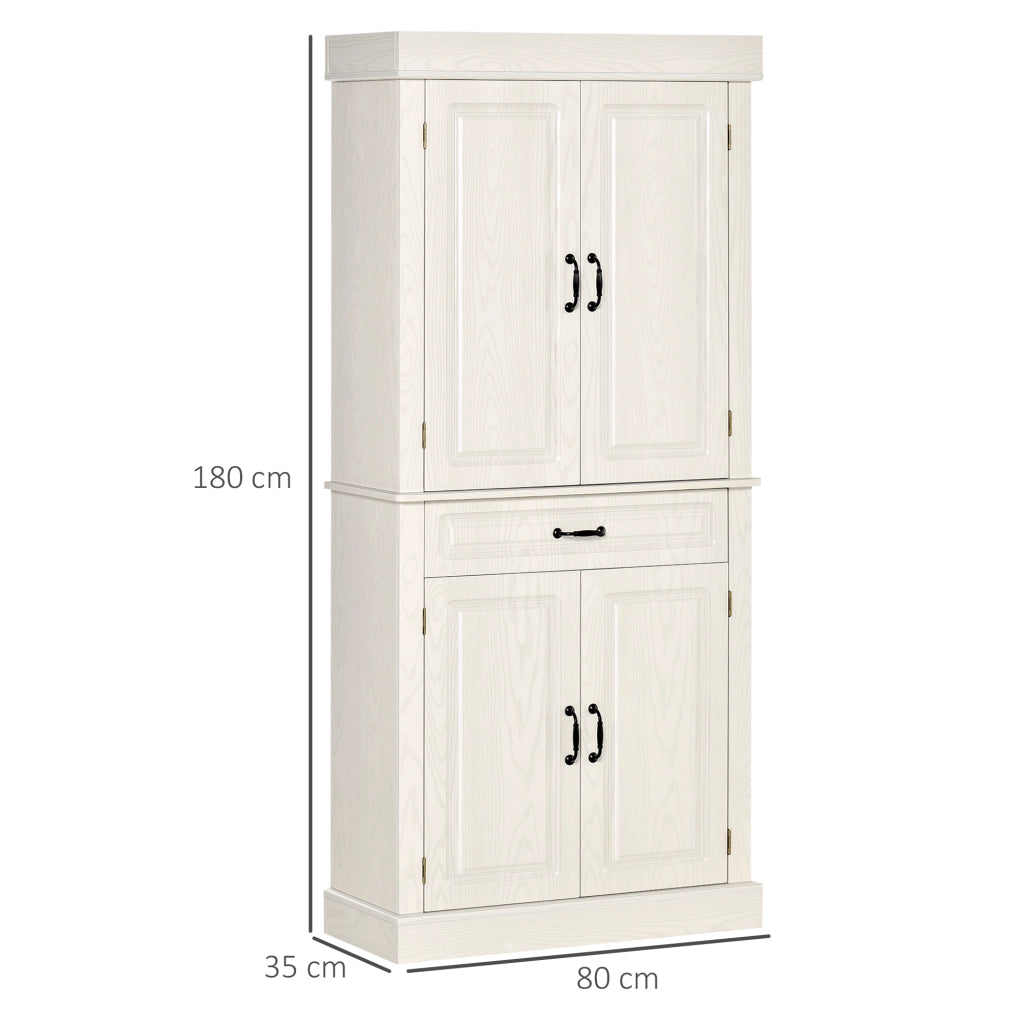 EasyComfort Credenza Cucina con 2 Armadietti e Cassetto in Stile Coloniale, 80x35x180cm Bianco