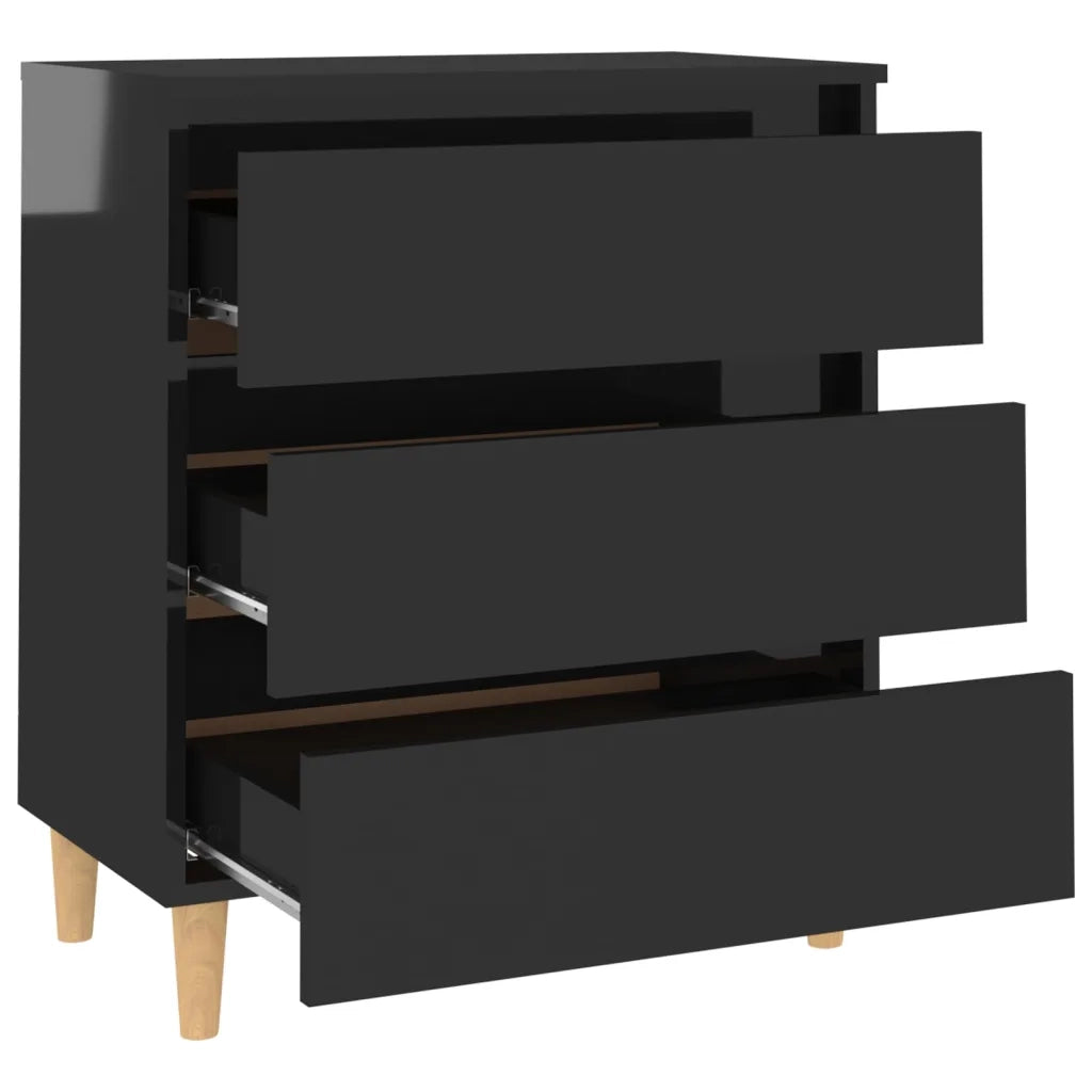 Credenza Nero Lucido 60x35x69 cm in Legno Multistrato 806092