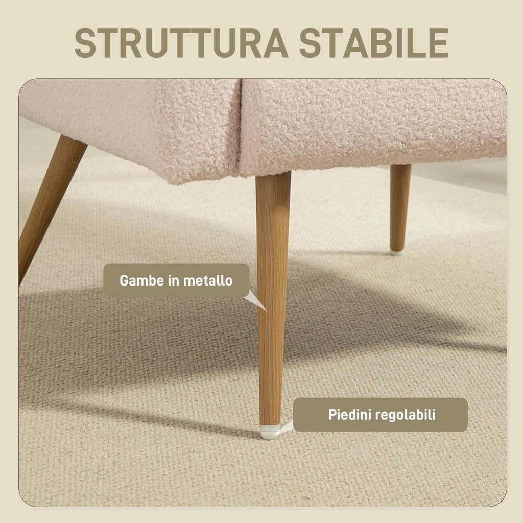 Poltrona Relax Moderna in Tessuto Teddy con Cuscino Sfoderabile ¨C Zephmum ¨C Beige 77x77x83 cm