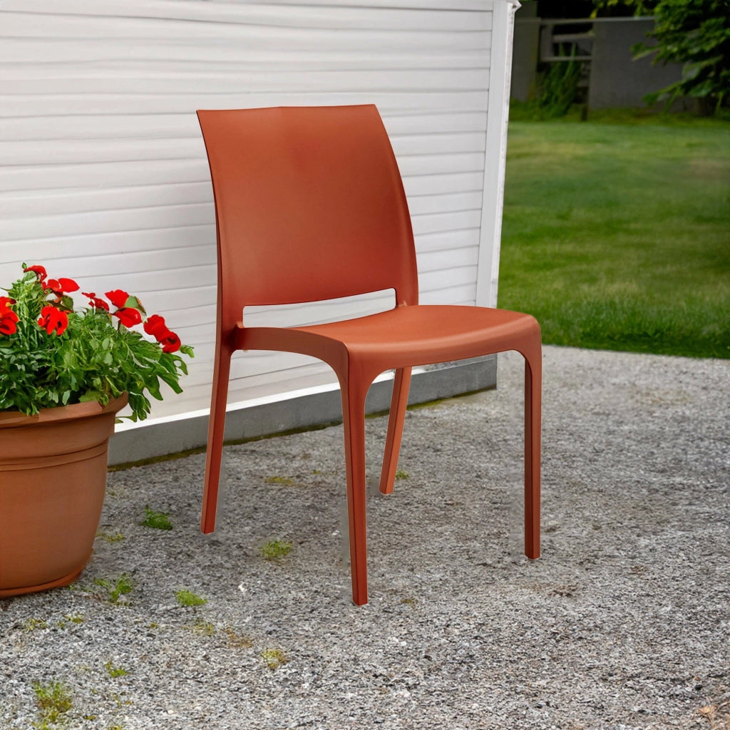Sedia da esterno Camo, Seggiola da giardino, Seduta outdoor multiuso, Panchina da giardino, Made in Italy, 54x46 h80 cm, Rosso