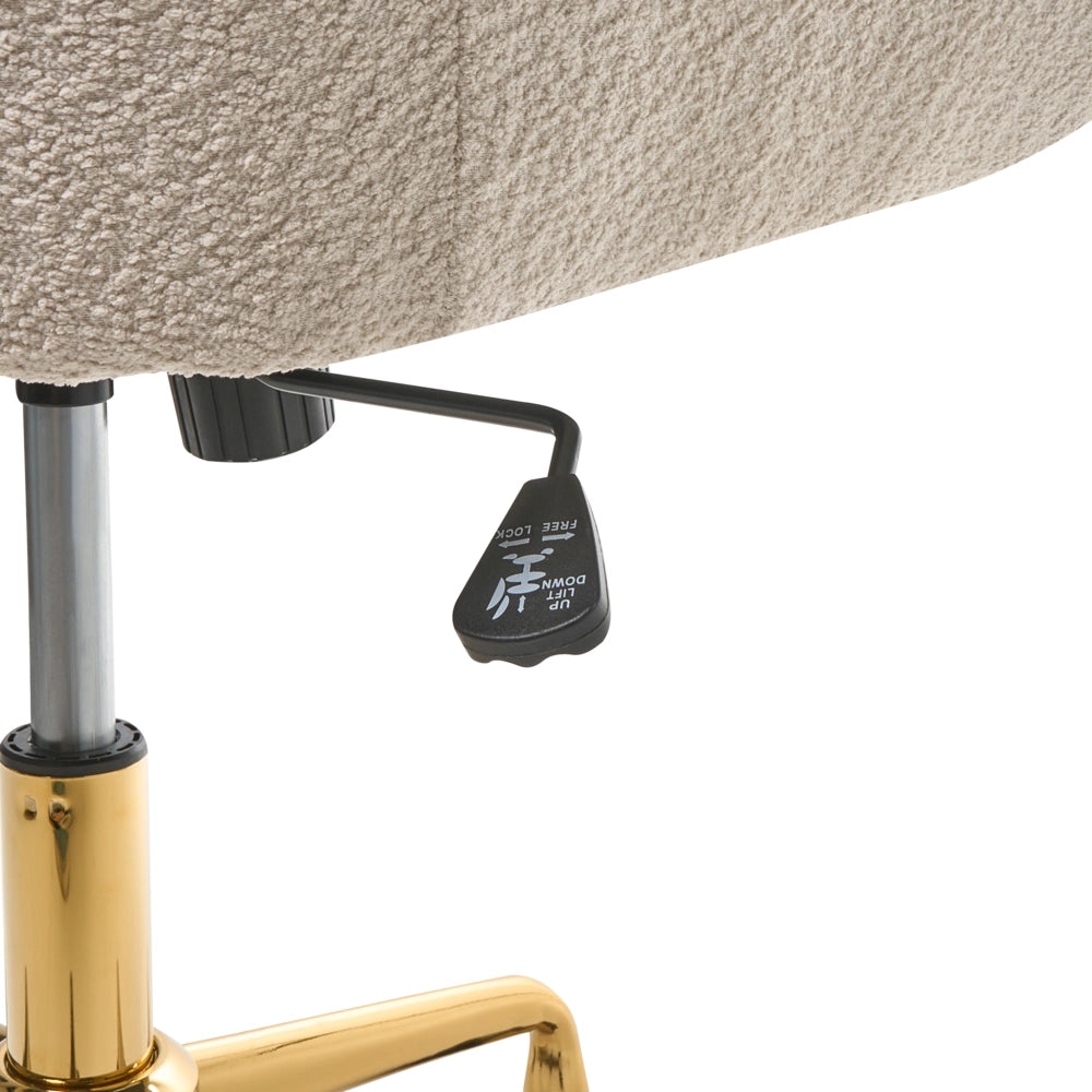 Sedia da ufficio in tessuto bouclè beige chiaro Girevole Funzione Regolabile Mobili da Ufficio