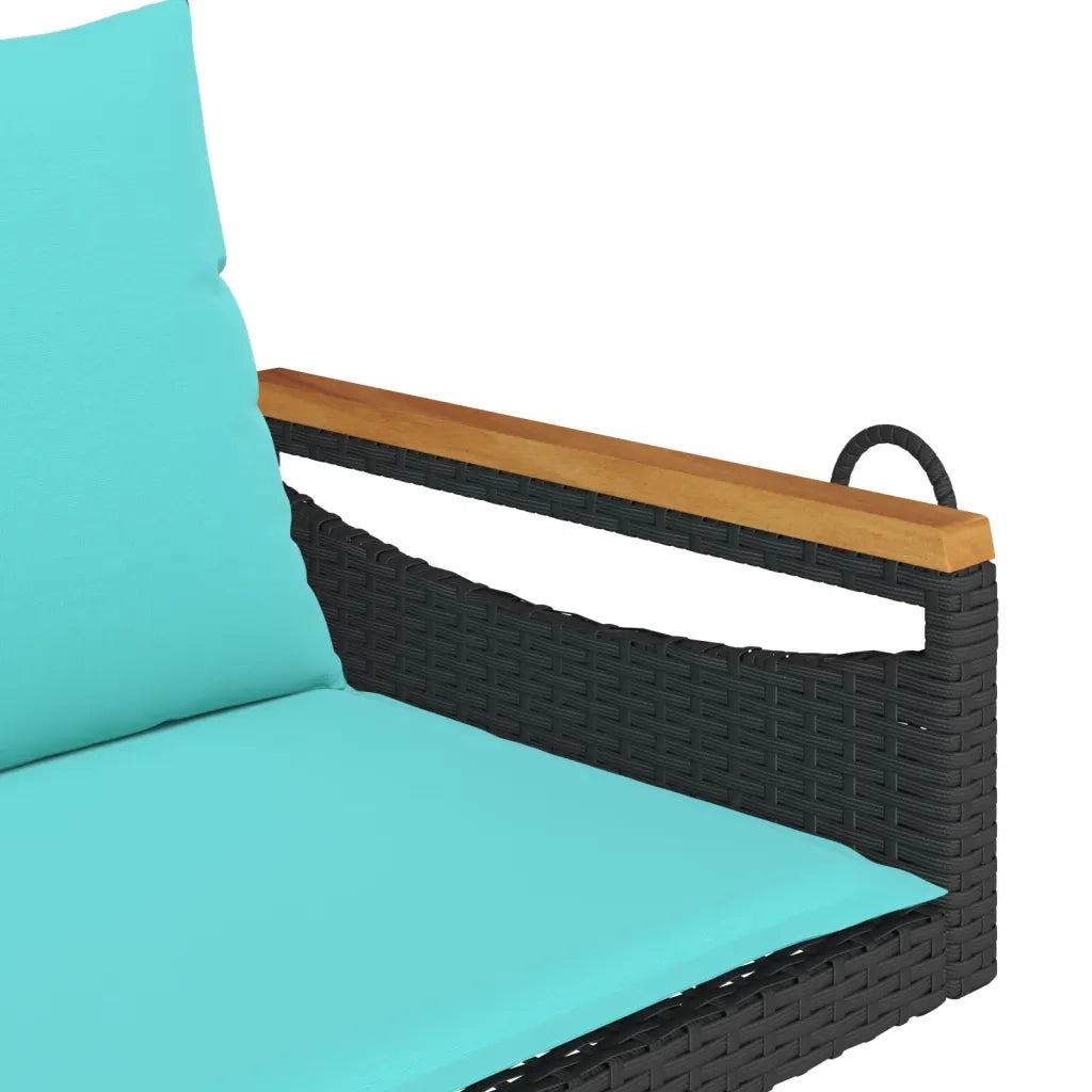 Panchina a Dondolo con Cuscini Nera 109x62x40 cm in Polyrattan