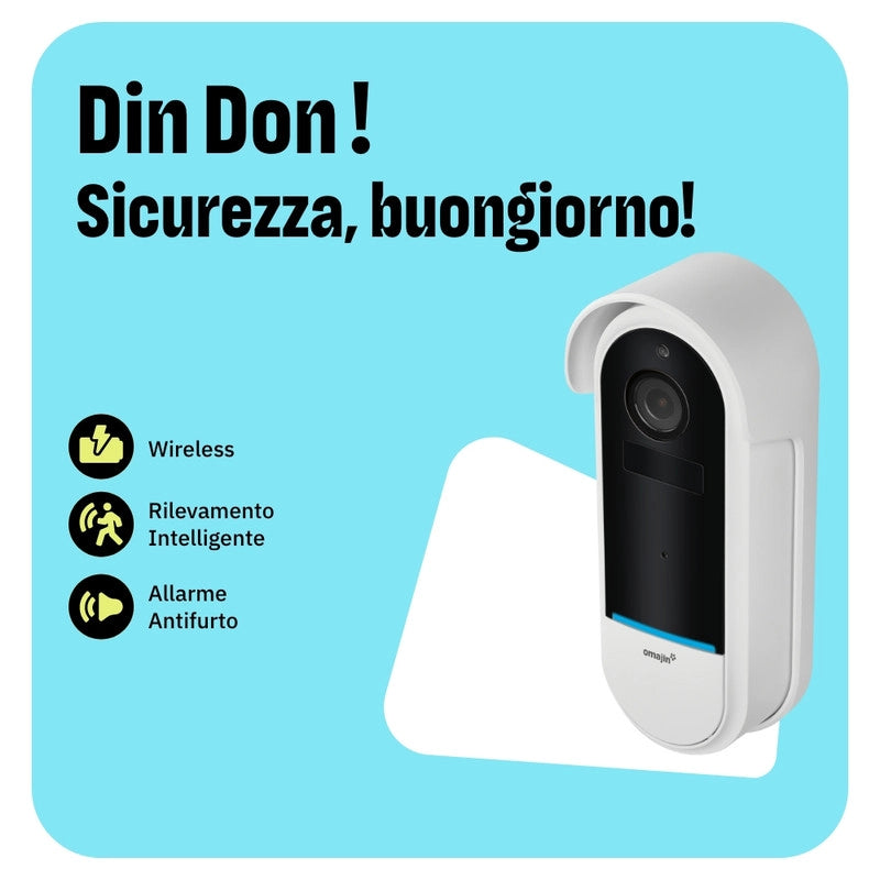 OMAJIN by Netatmo Campanello Intelligente 2K wireless. batteria. suoneria inclusa. rilevamento movimenti/persone. IP65. monitoraggio zone. audio bidirezionale. archiviazione SD/Cloud. OVD-01