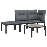 Set Salotto da Giardino 4 pz | Set di Mobili da Esterno Nero e Grigio in Polyrattan