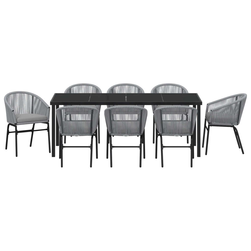 Set di 9 pezzi da pranzo da giardino grigio in polyrattan