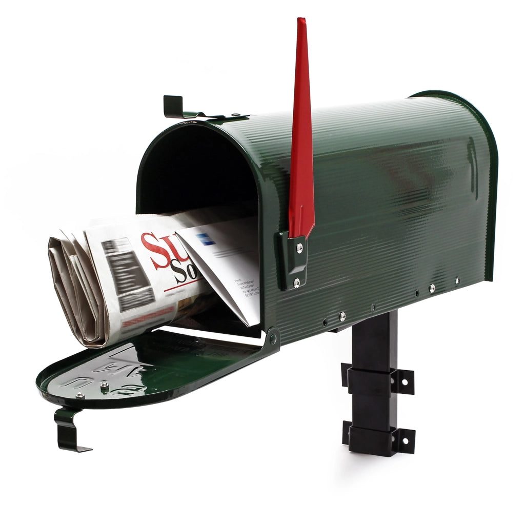 Cassetta postale americana a parete in acciaio zincato verde con supporto di montaggio