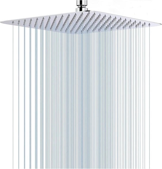 Testa doccia regolabile in acciaio inossidabile auto-lucidante - 30x30 cm - Argento