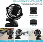 Ventilatore di tavolo silenzioso - batteria ricaricabile - 3 velocità - 360° girevole - per camera da letto, ufficio, lettino e campeggio