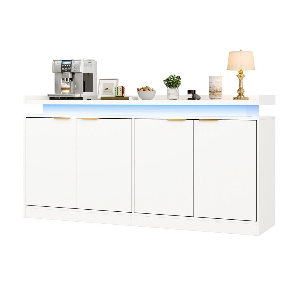 CREDENZA con LED RGB 160x39x83 cm MDF Bianca