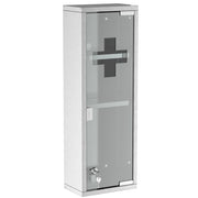 Armadietto medicinali in acciaio inox con ante a vetro temperato ¨C zephmum ¨C 20x12x58 cm, argento
