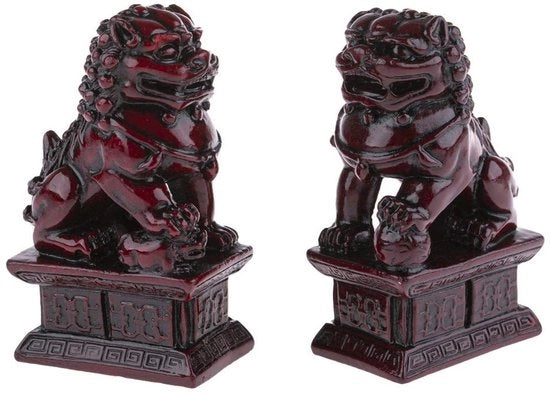 Due Figure di Cane in Forma di Leone - 10,5 x 6 x 4 cm - Decorazione Asiatica - Decorazione Feng Shui - Idea Regalo - Design Esclusivo - Decorazioni in Forma di Animale