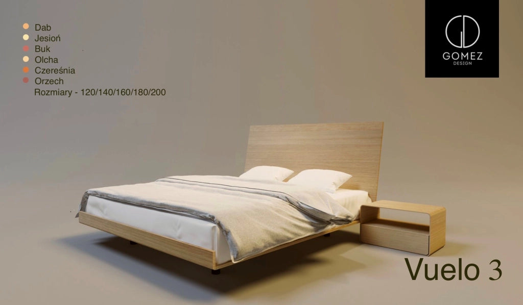 LETTO IMBOTTITO VUELO TRE 140x200 SOLIK ROVERE NATURALE