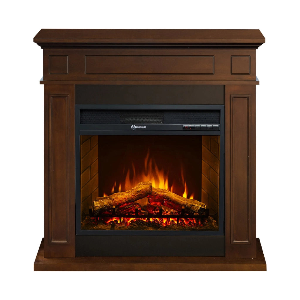 Caminetto Versiggia, Camino Elettrico Superficie Riscaldabile 30 m2, 89x28x90h cm Marrone Noce