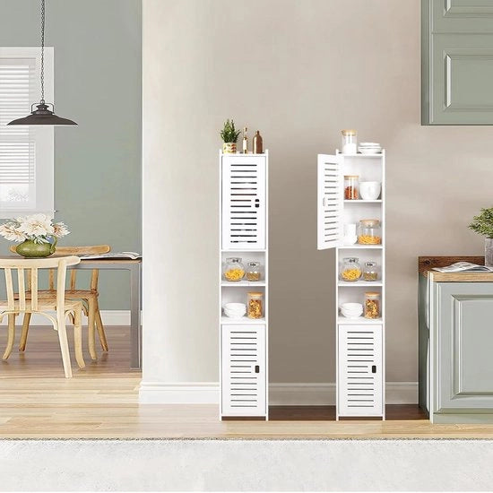 Cassa da bagno con porta e tende a rullo - armadio acqua resistente - soggiorno camera da letto cucina - bianco - 20 x 20 x 117 cm