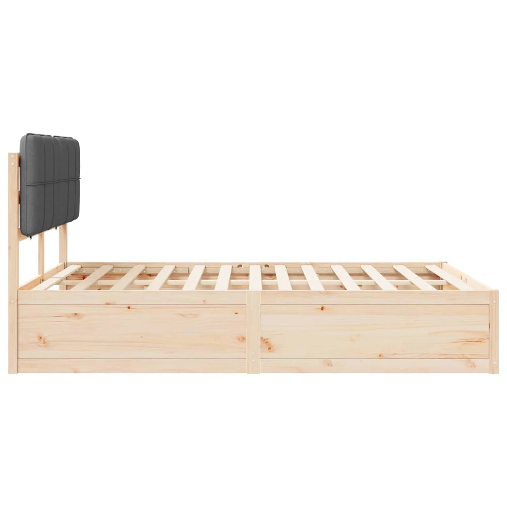 Letto con Testiera Rivestita Grigio scuro 135 x 190 cm