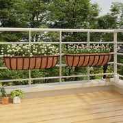 Fioriere Parete 2 pz Rivestimenti Cocco Nero 76x21x16cm Acciaiocod mxl 127223