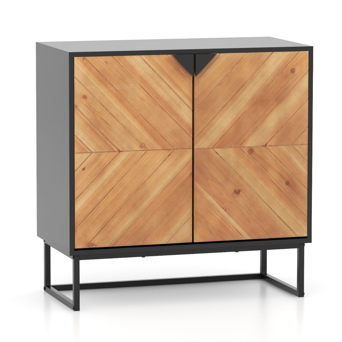 Credenza buffet-Armadio da cucina con storage con piedini antiscivolo per soggiorno, Tavolino con ante e ripiano Nero